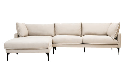 Beige sectional sofa on a white background