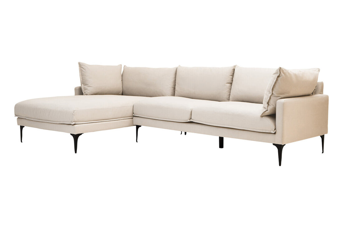 3 Seater Cream Left Chaise Sofa, Comfee - Image 3