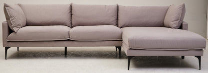 Troyes Grey Three Seat Right Chaise Sofa