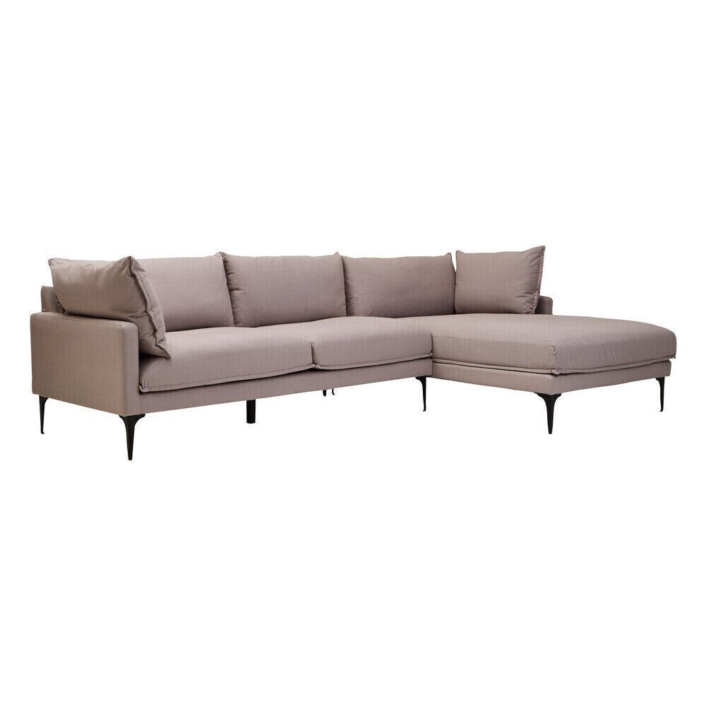 Troyes Grey Three Seat Right Chaise Sofa