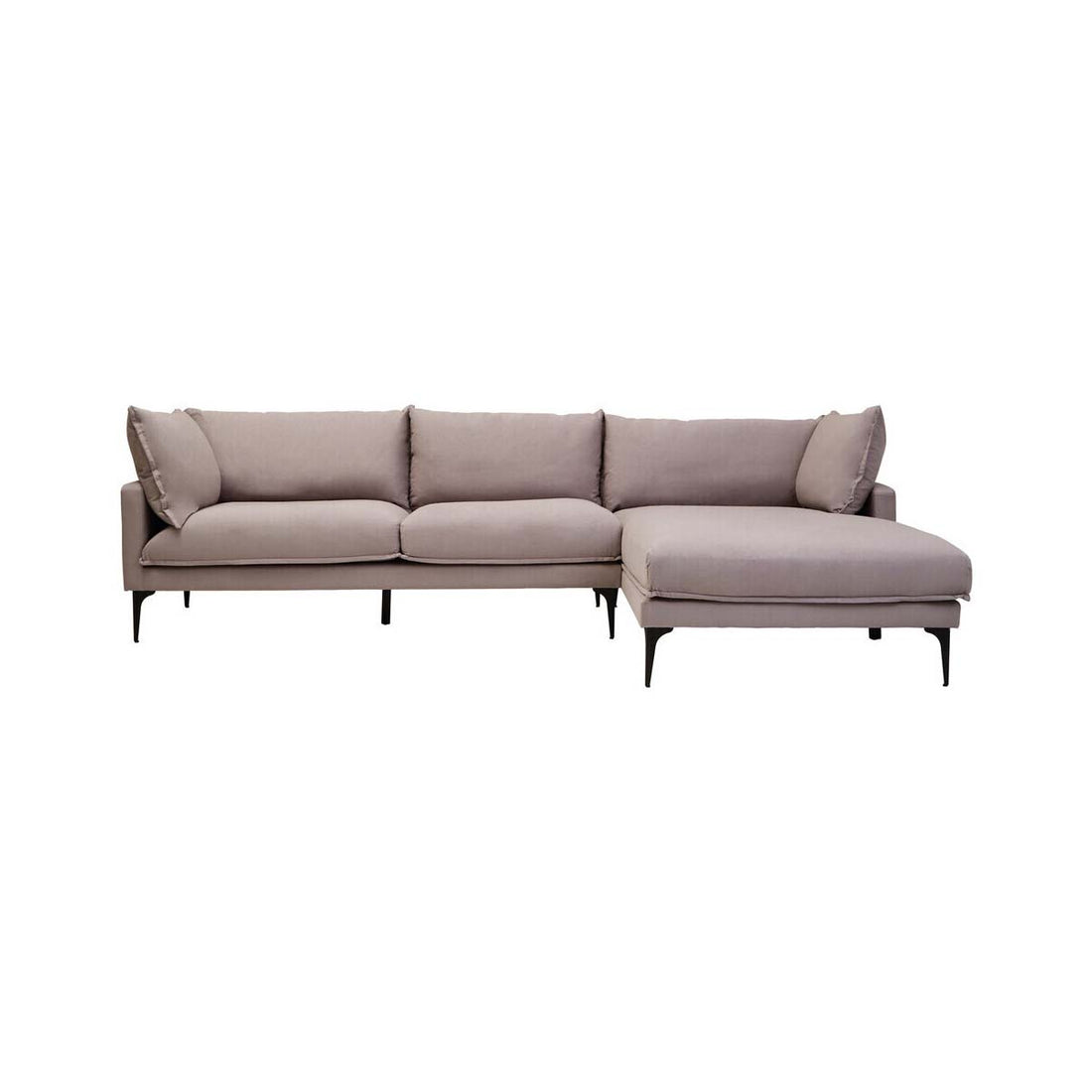 Troyes Grey Three Seat Right Chaise Sofa.