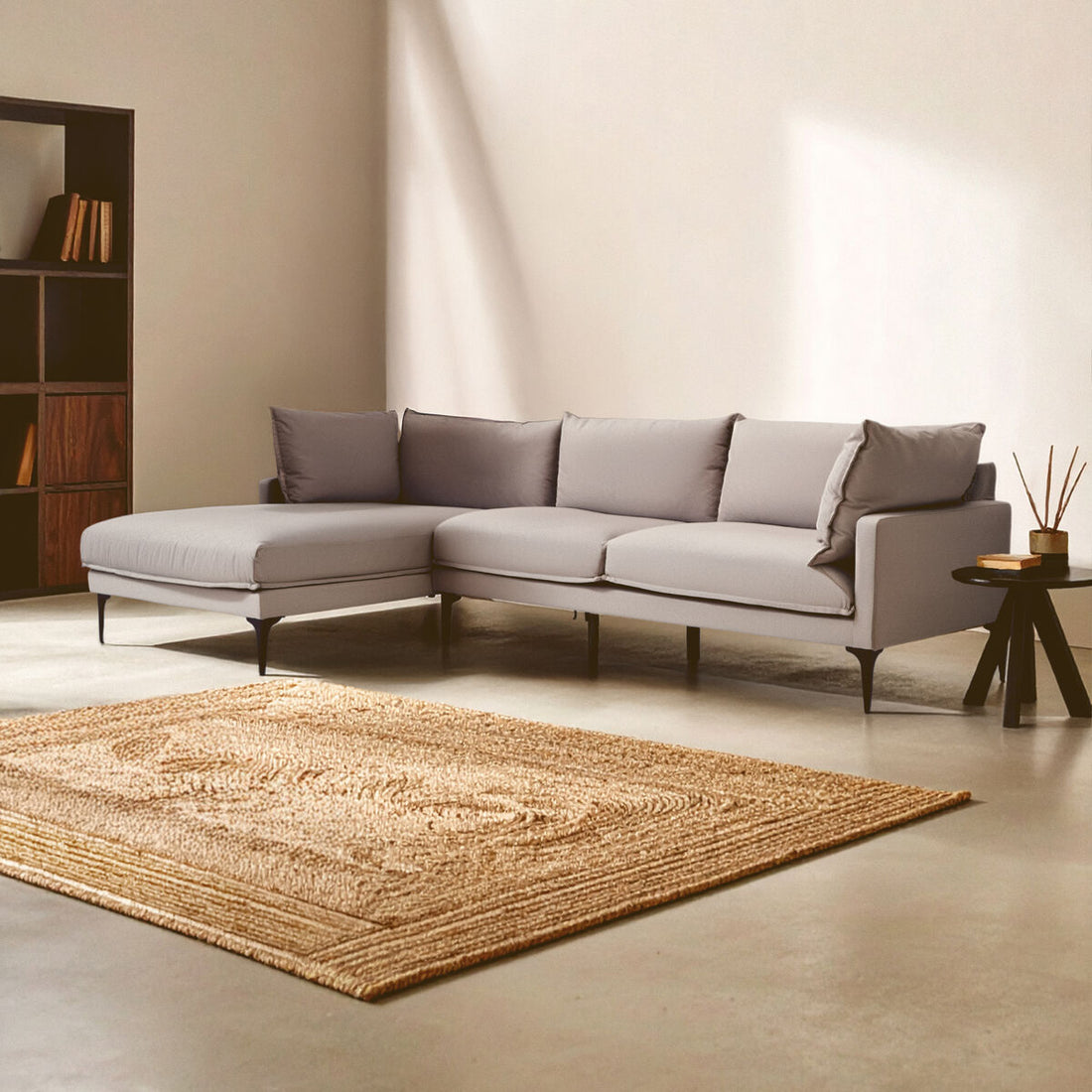 3 Seater Grey left Chaise Sofa, Comfee