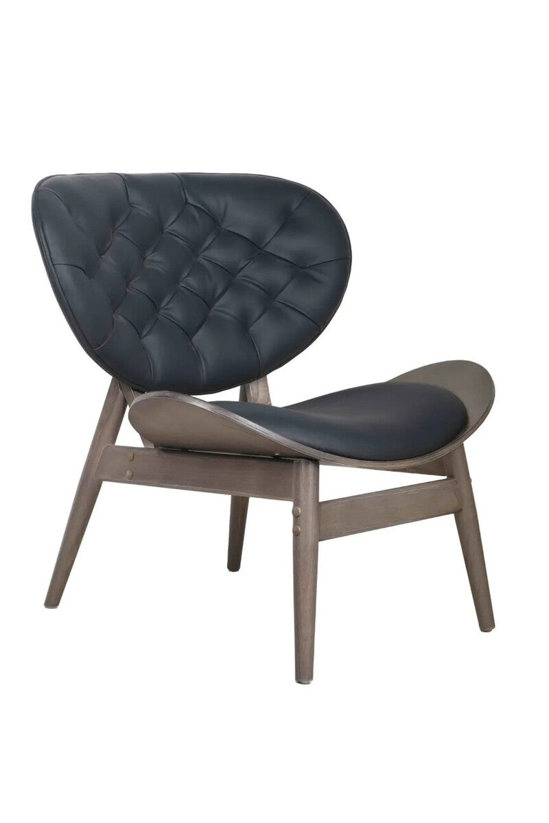Black Leather Effect Chair with Elm Wood Frame | Vinsi