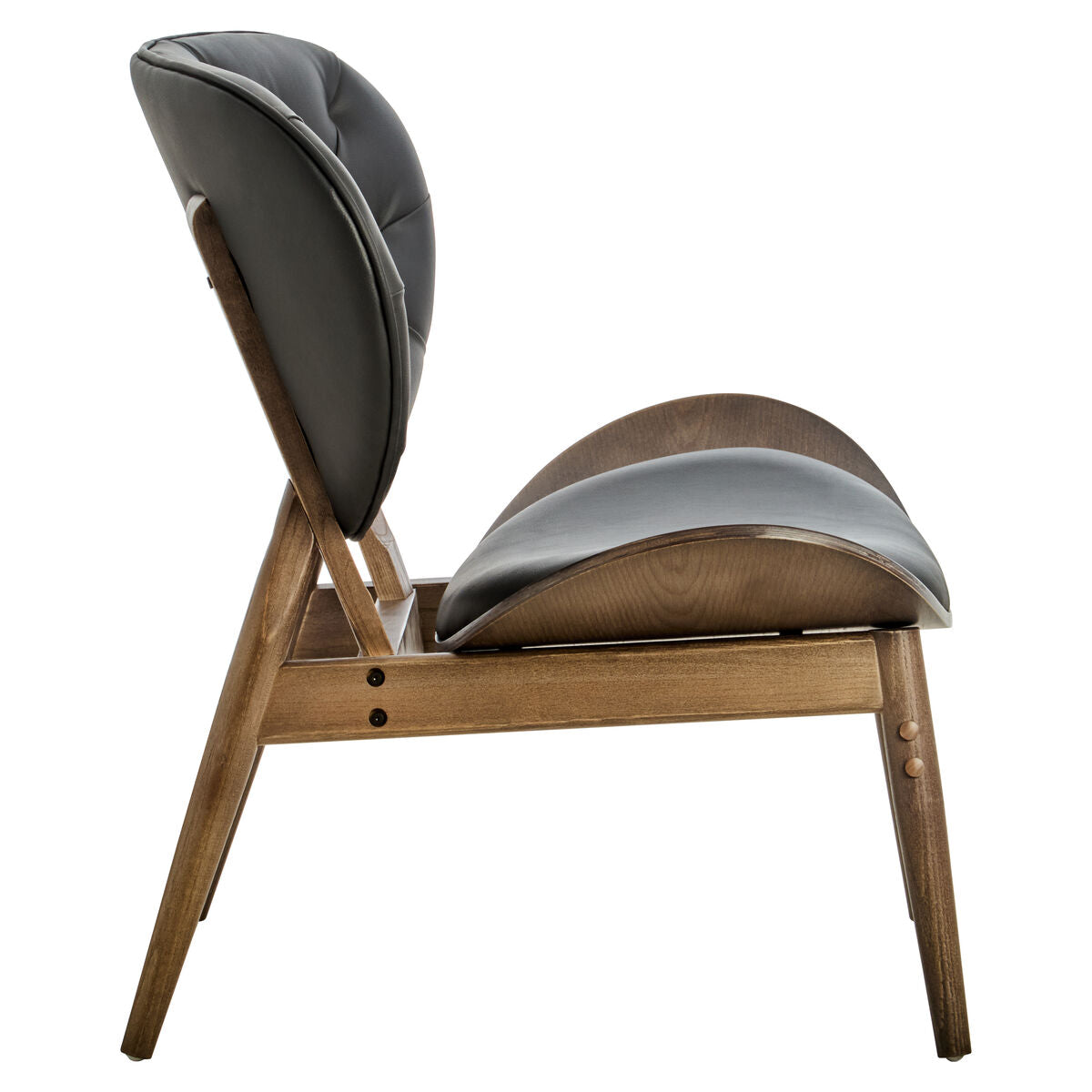 Vinsi Black Faux Leather Chair with Elm Wood Frame