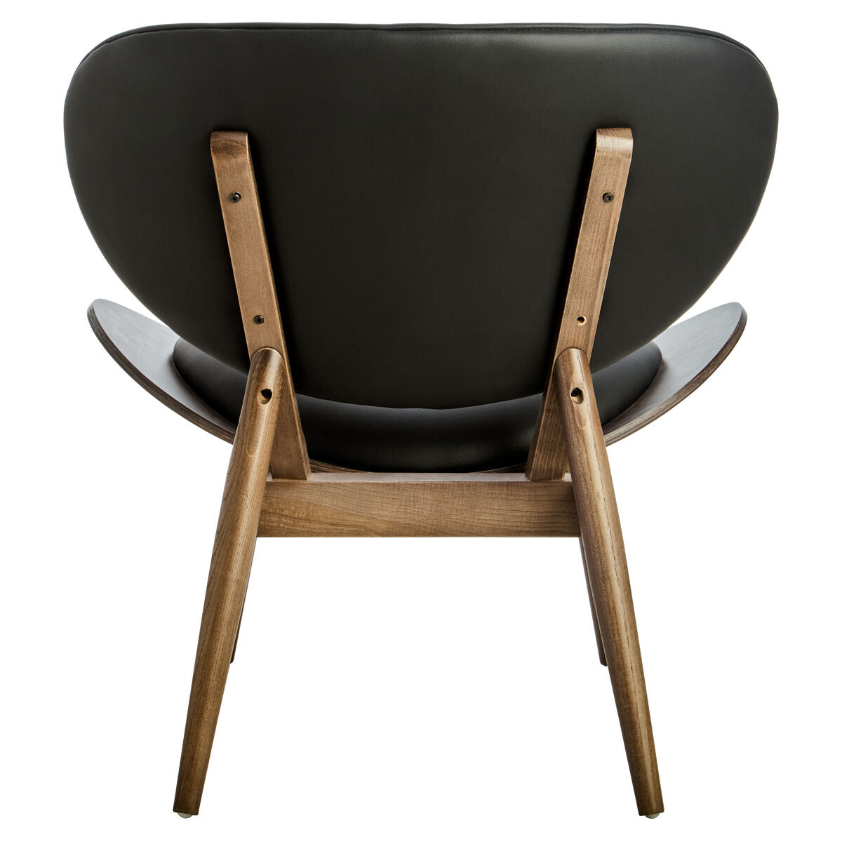 Vinsi Black Faux Leather Chair with Elm Wood Frame