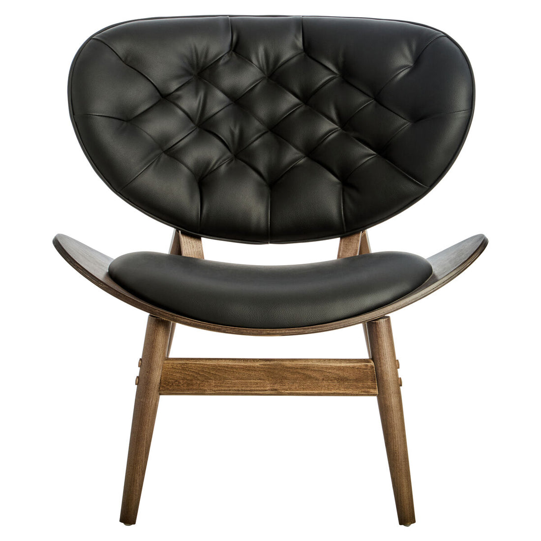 Vinsi Black Faux Leather Chair with Elm Wood Frame