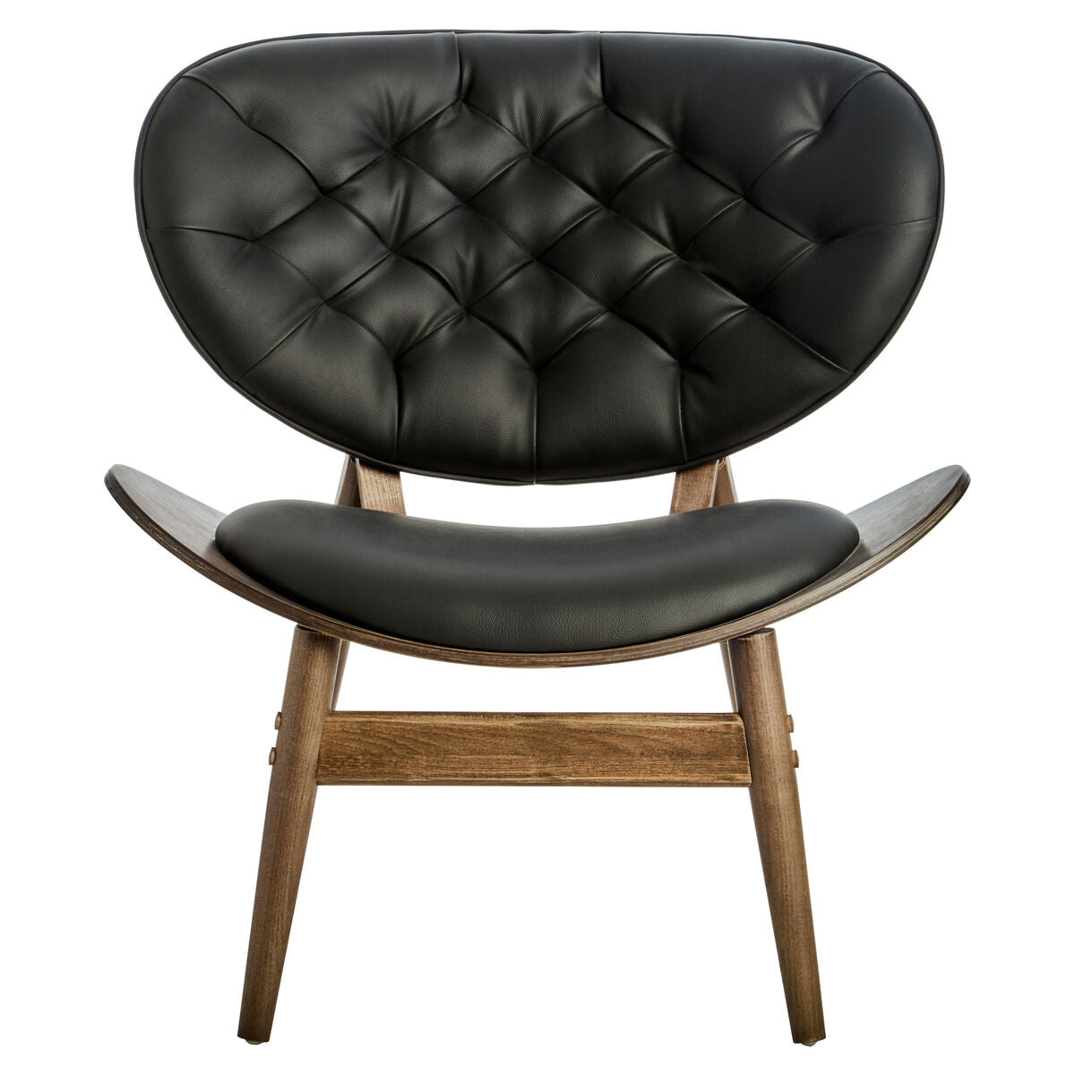 Vinsi Black Faux Leather Chair with Elm Wood Frame