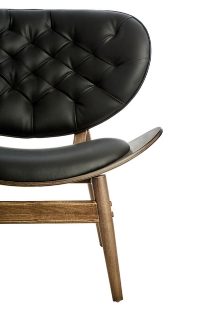 Vinsi Black Faux Leather Chair with Elm Wood Frame
