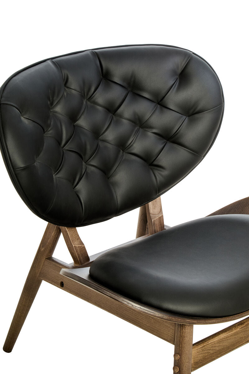 Vinsi Black Faux Leather Chair with Elm Wood Frame