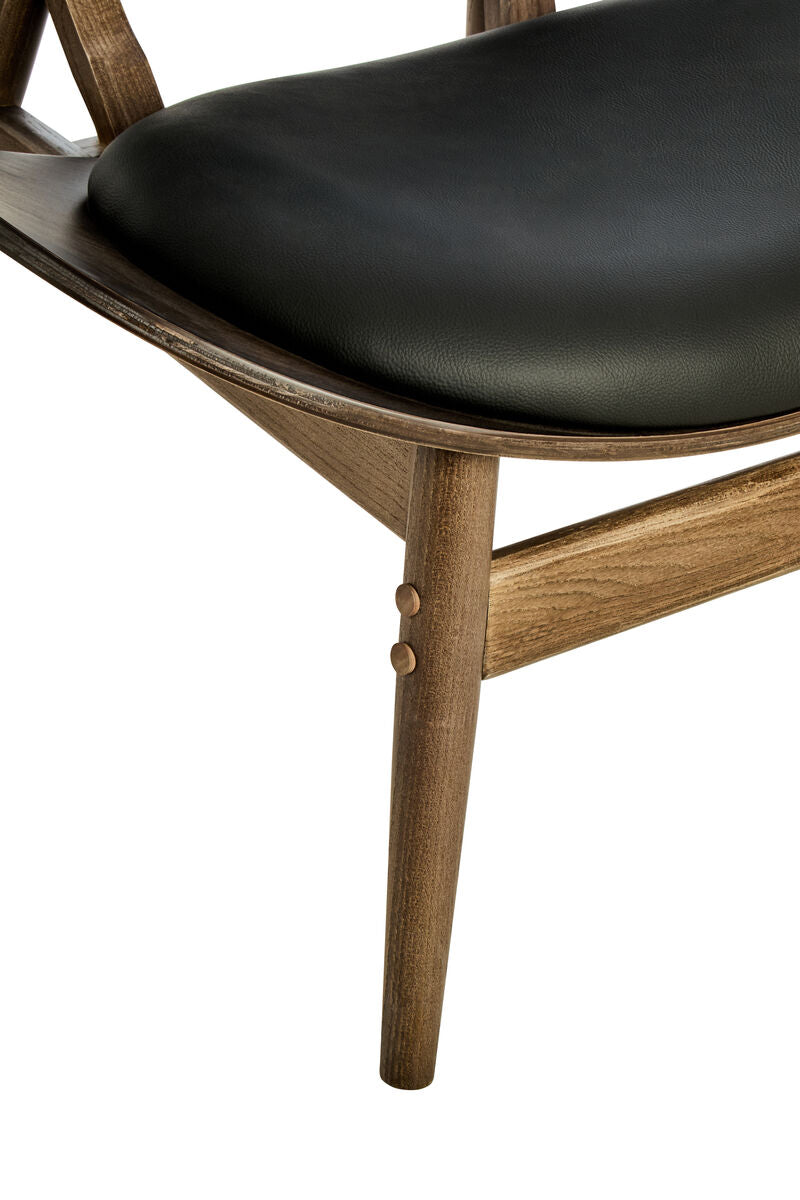 Vinsi Black Faux Leather Chair with Elm Wood Frame