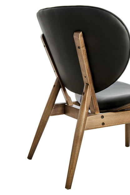 Vinsi Black Faux Leather Chair with Elm Wood Frame
