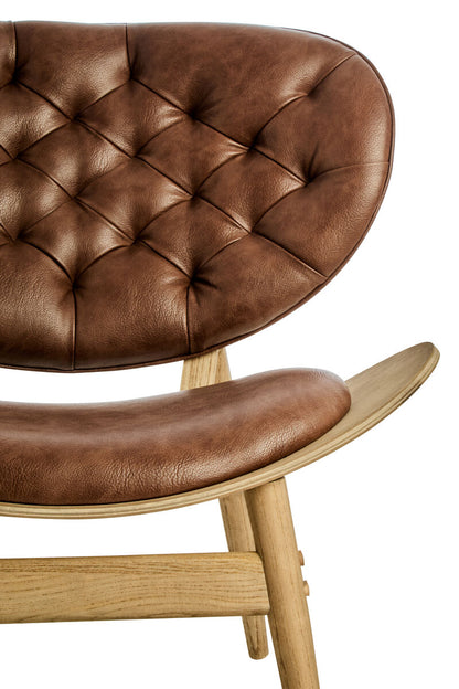Vinsi Brown Faux Leather Chair with Elm Wood Frame