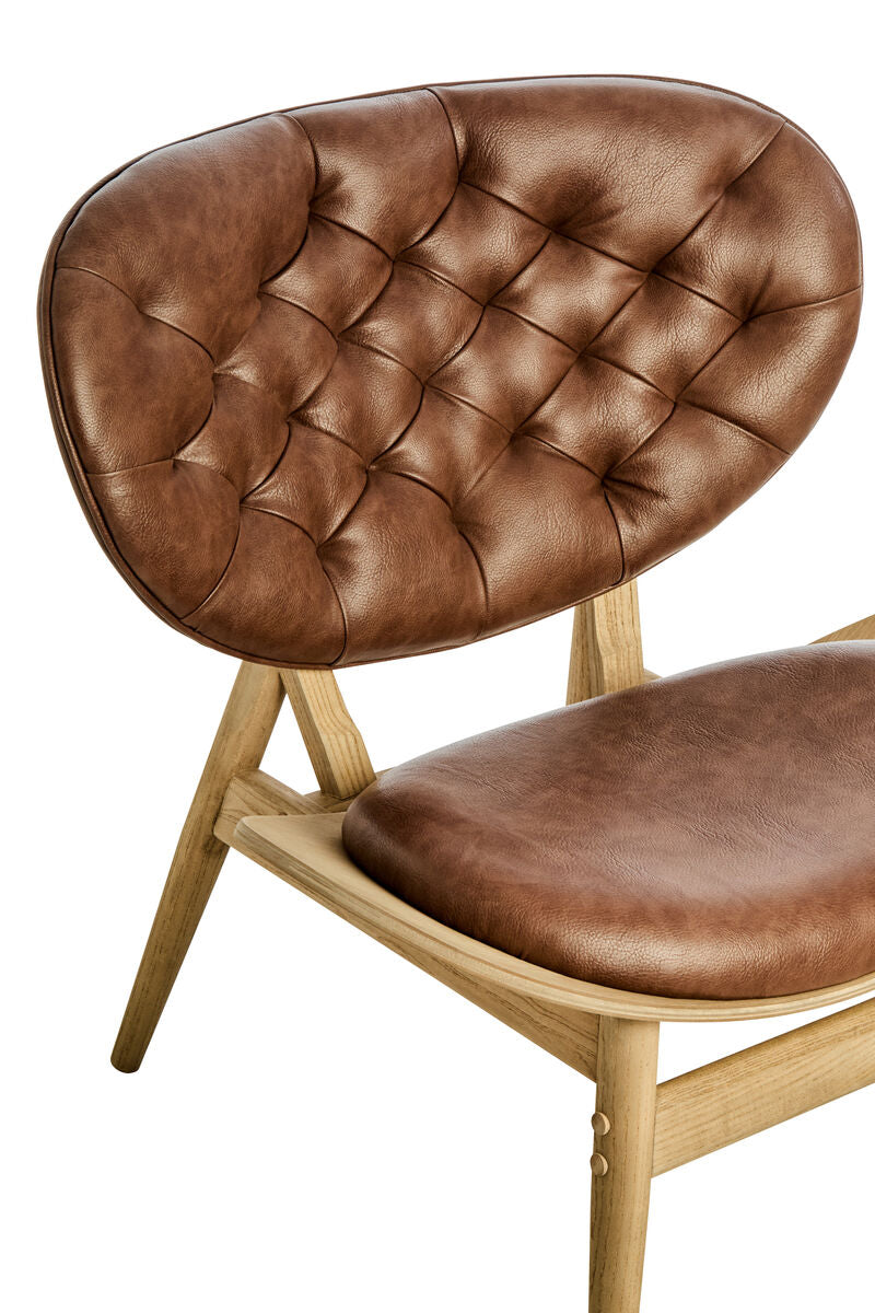 Vinsi Brown Faux Leather Chair with Elm Wood Frame