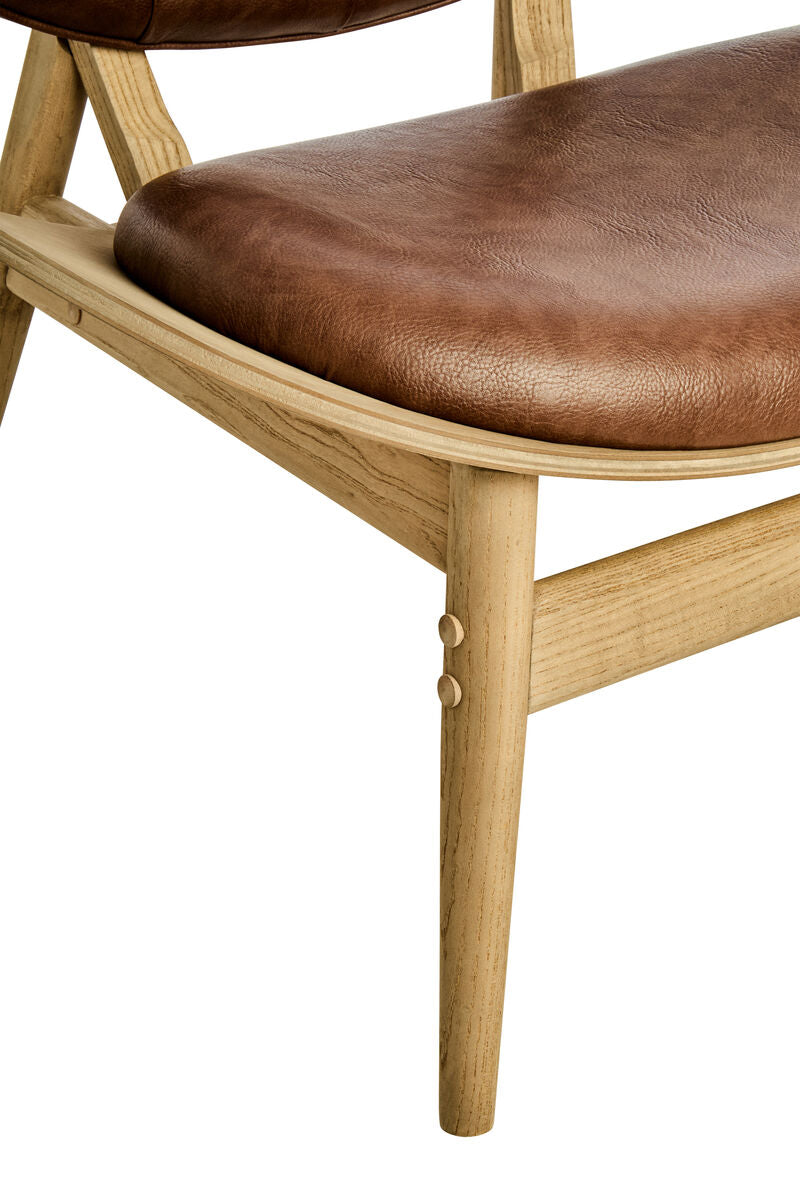Vinsi Brown Faux Leather Chair with Elm Wood Frame