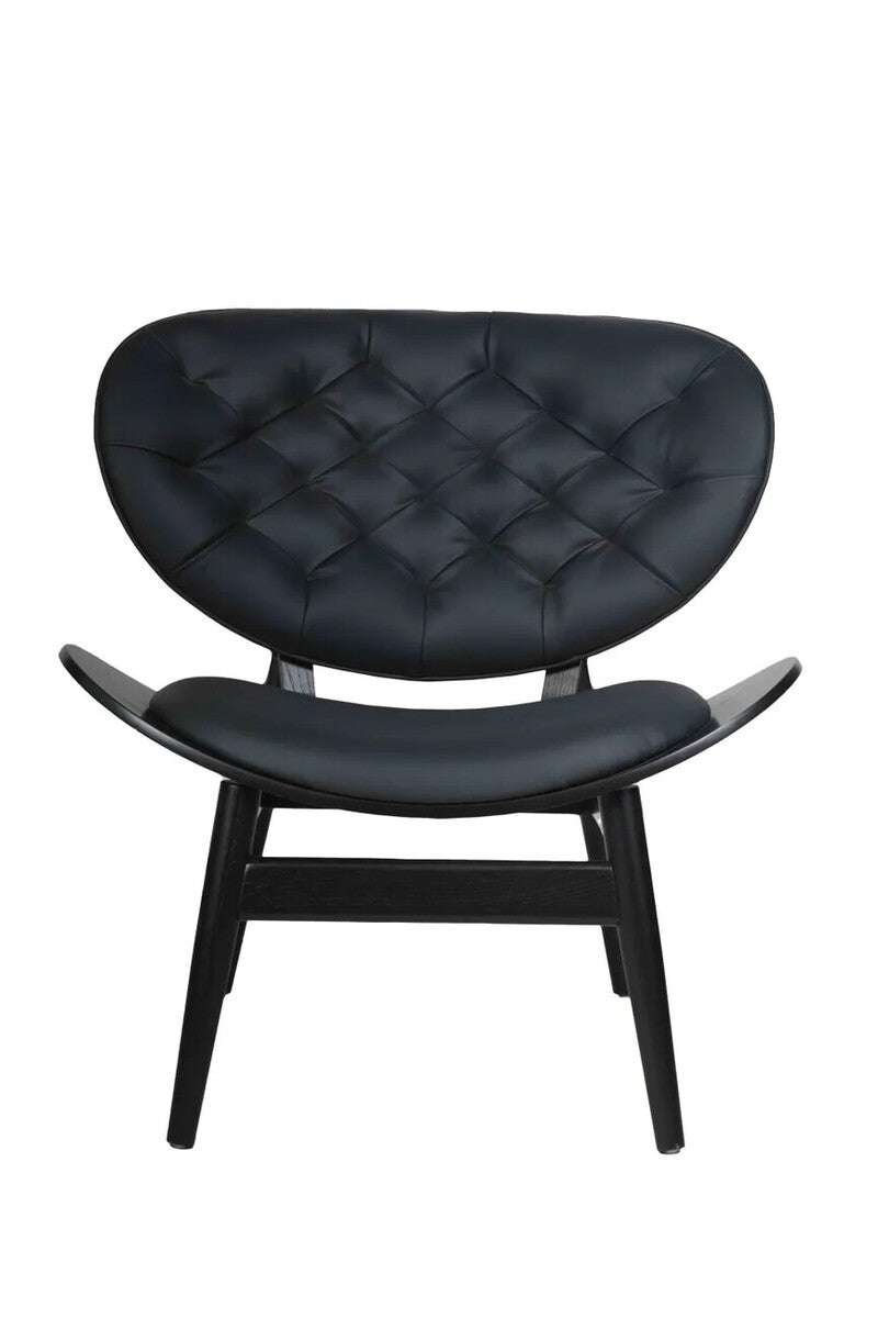 Black Leather Effect Chair with Elm Wood Frame | Vinsi