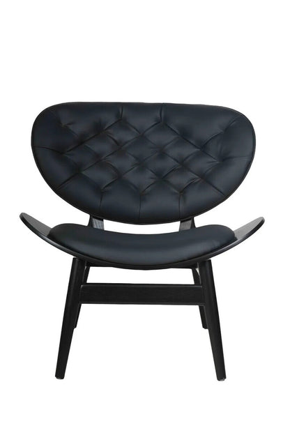Black Leather Effect Chair with Elm Wood Frame | Vinsi