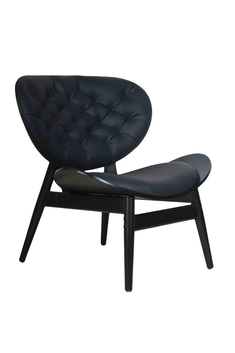 Black Leather Effect Chair with Elm Wood Frame | Vinsi