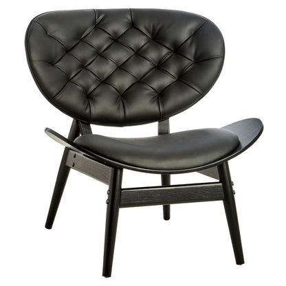 Vinsi Black Faux Leather Chair with Black Elm Wood Frame