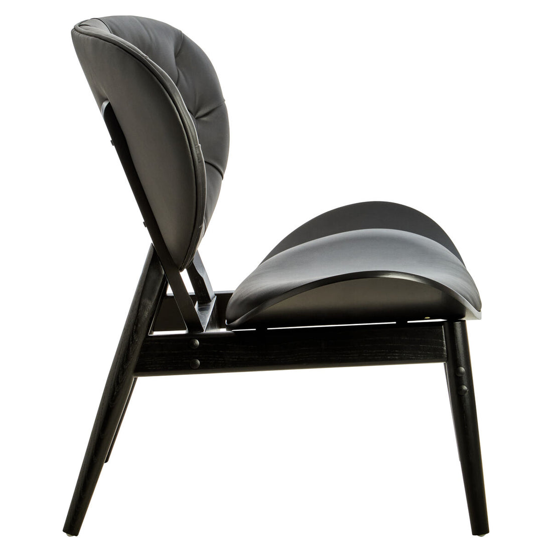 Vinsi Black Faux Leather Chair with Black Elm Wood Frame