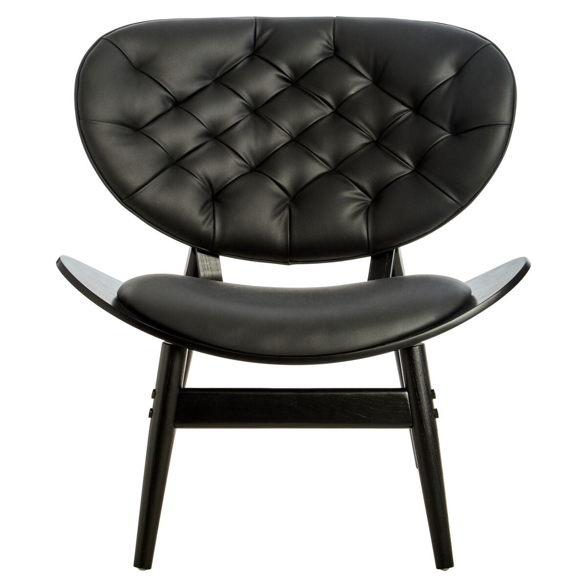 Vinsi Black Faux Leather Chair with Black Elm Wood Frame