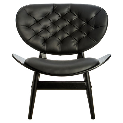 Vinsi Black Faux Leather Chair with Black Elm Wood Frame
