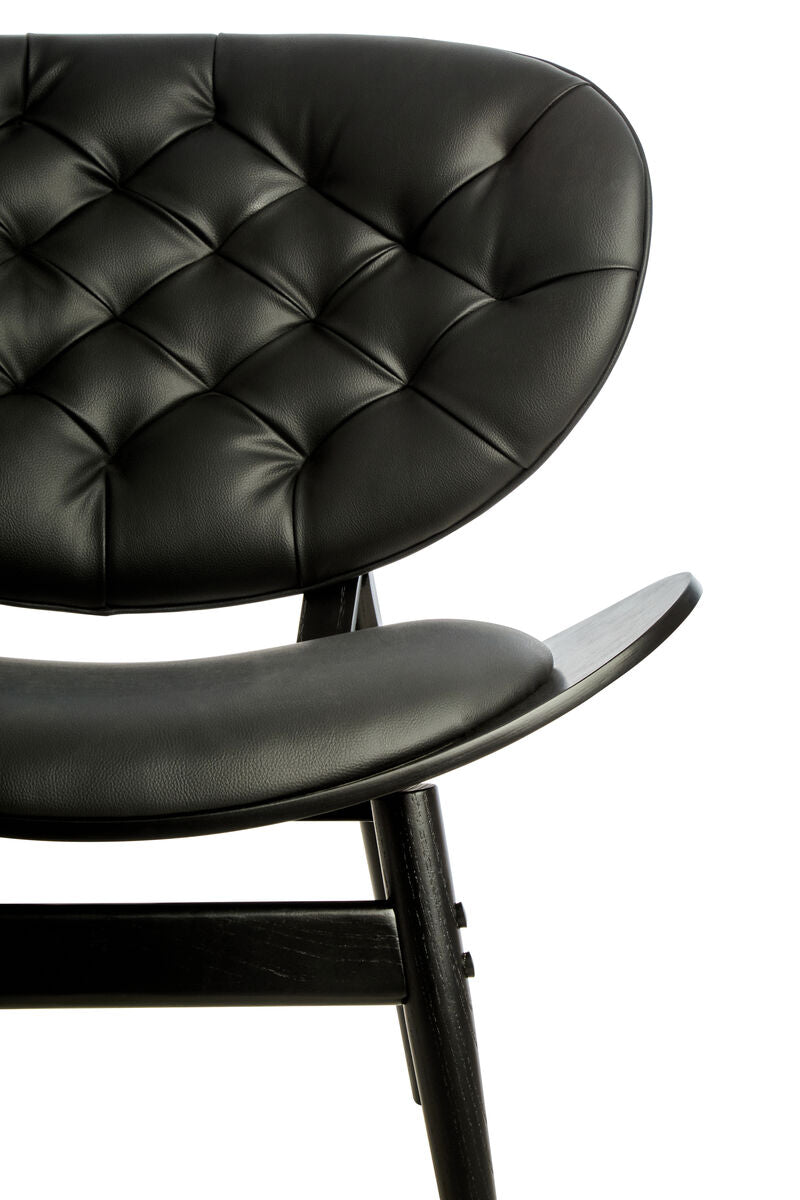 Vinsi Black Faux Leather Chair with Black Elm Wood Frame