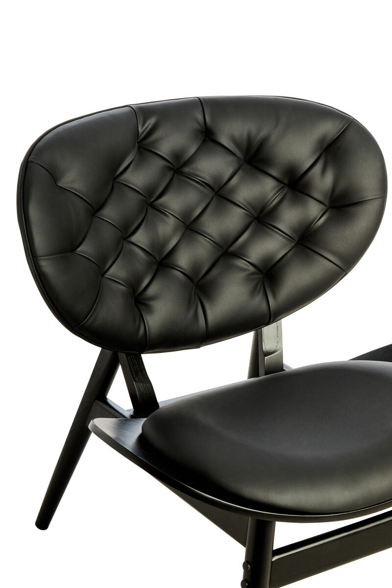 Vinsi Black Faux Leather Chair with Black Elm Wood Frame