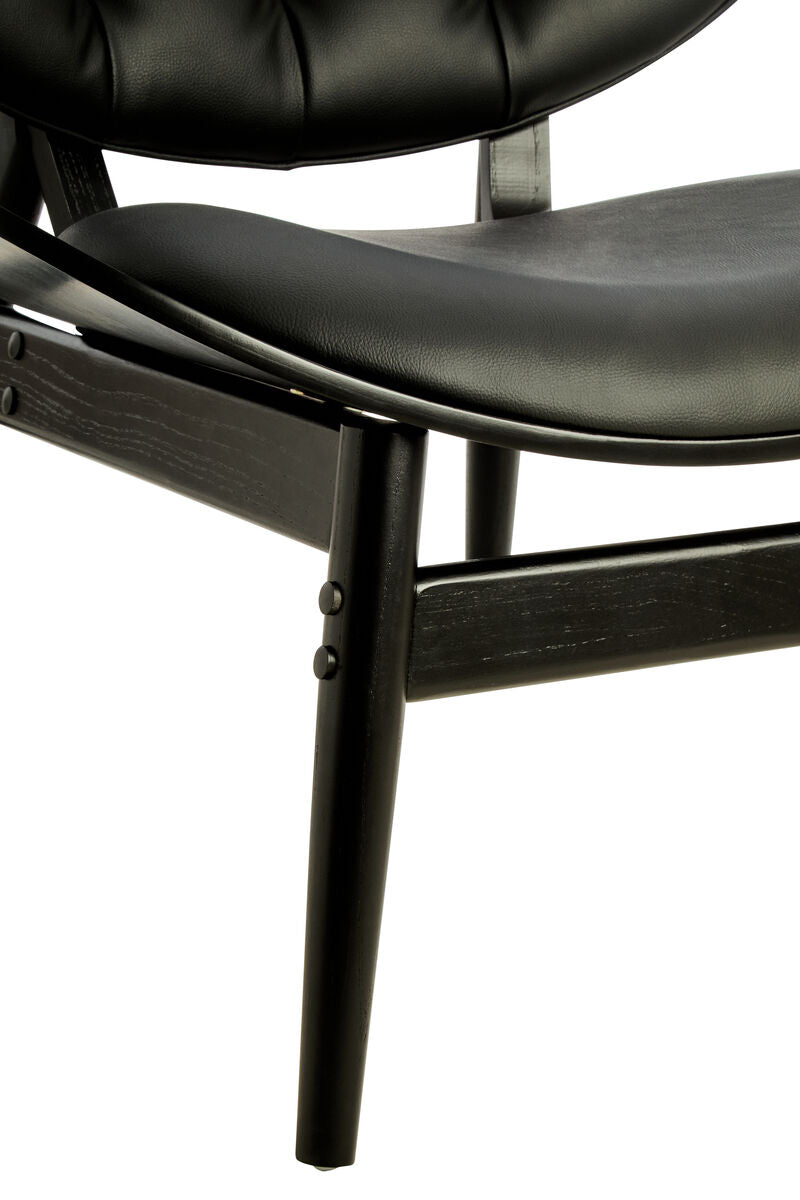 Vinsi Black Faux Leather Chair with Black Elm Wood Frame