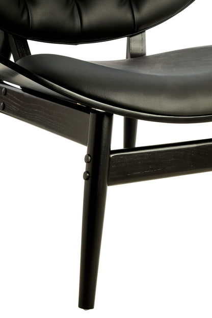 Vinsi Black Faux Leather Chair with Black Elm Wood Frame
