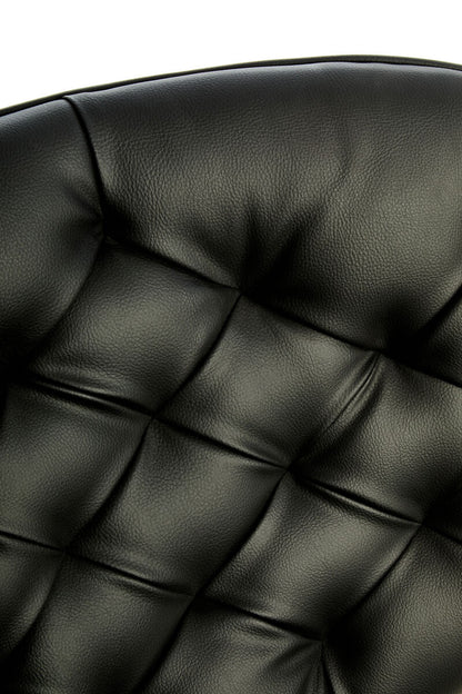 Vinsi Black Faux Leather Chair with Black Elm Wood Frame
