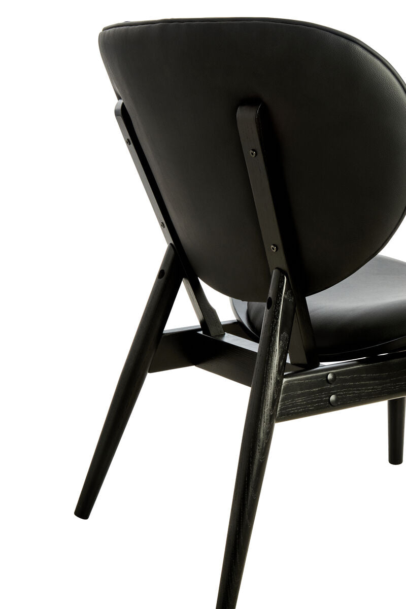 Vinsi Black Faux Leather Chair with Black Elm Wood Frame