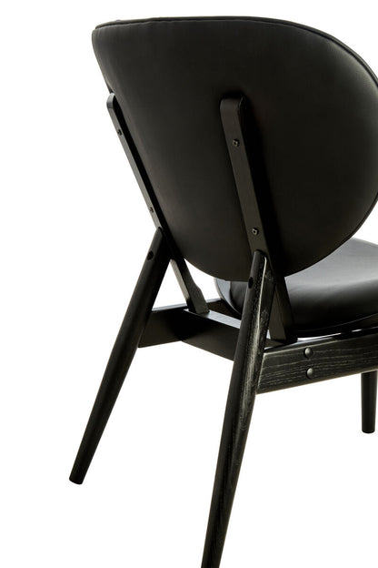 Vinsi Black Faux Leather Chair with Black Elm Wood Frame