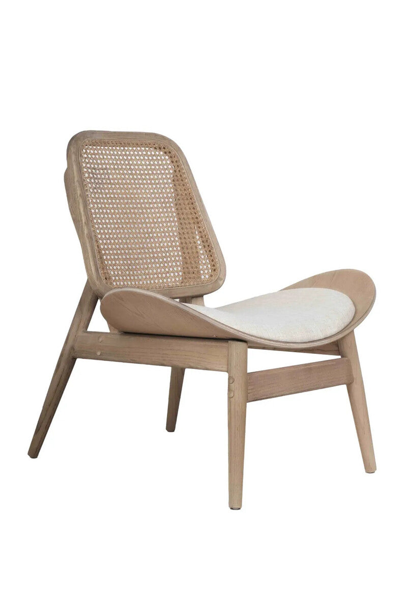 Vinsi Beige Fabric Chair with Cane Back
