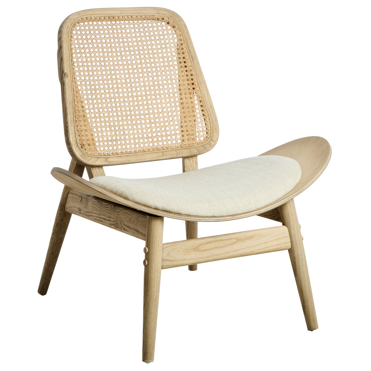 Vinsi Beige Fabric Chair with Cane Back