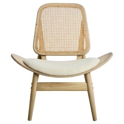 Vinsi Beige Fabric Chair with Cane Back