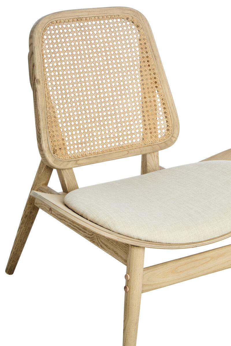 Vinsi Beige Fabric Chair with Cane Back