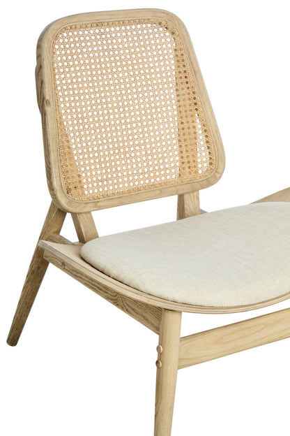Vinsi Beige Fabric Chair with Cane Back
