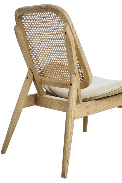 Vinsi Beige Fabric Chair with Cane Back