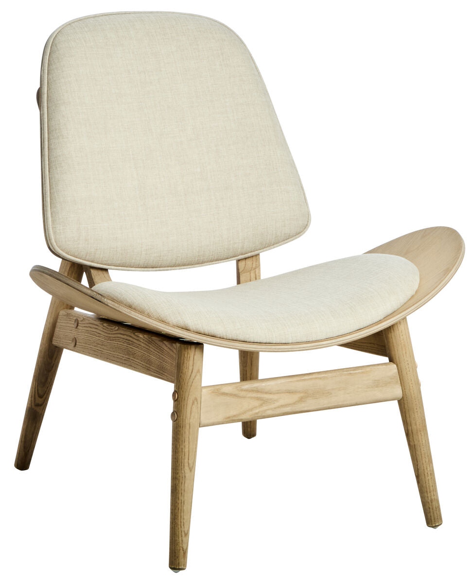 Vinsi Beige Fabric Chair with Wood Frame
