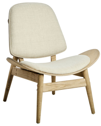 Vinsi Beige Fabric Chair with Wood Frame
