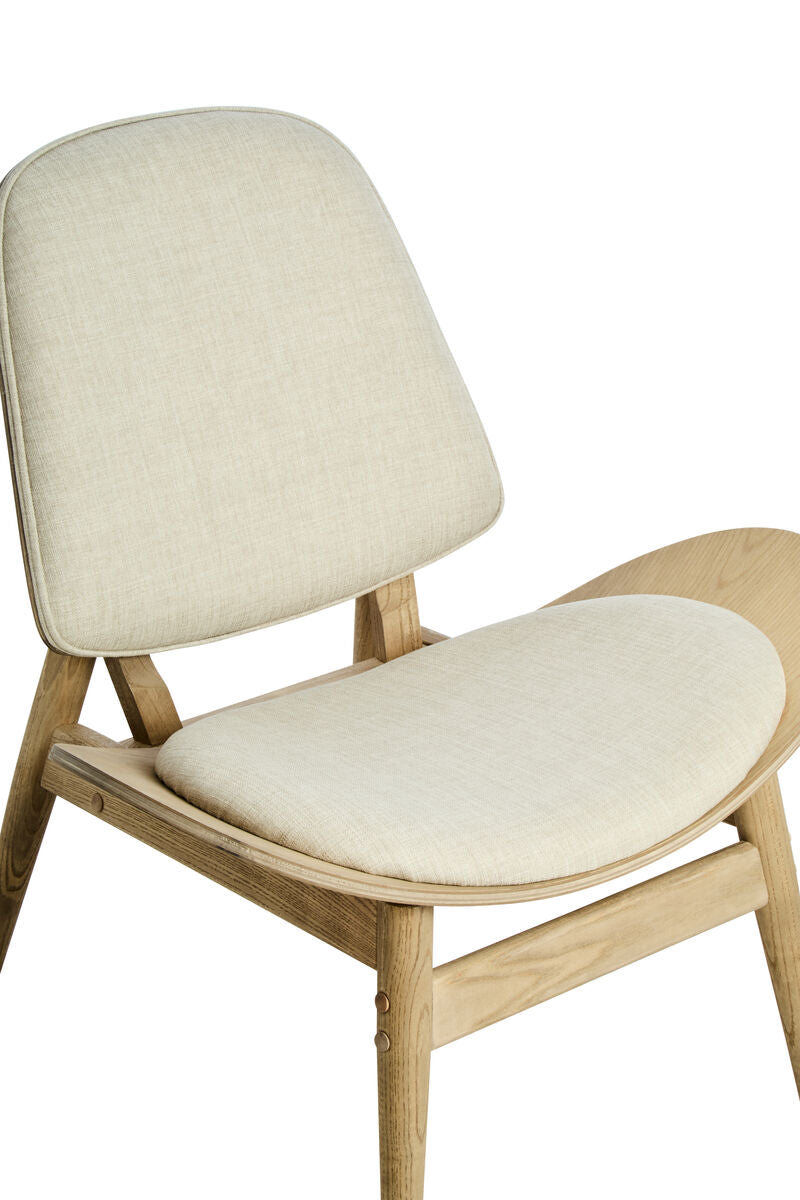 Vinsi Beige Fabric Chair with Wood Frame