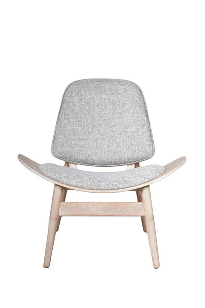 Grey Fabric Chair with Washed Elm Wood | Vinsi