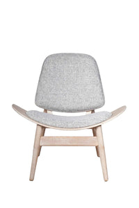 Grey Fabric Chair with Washed Elm Wood | Vinsi