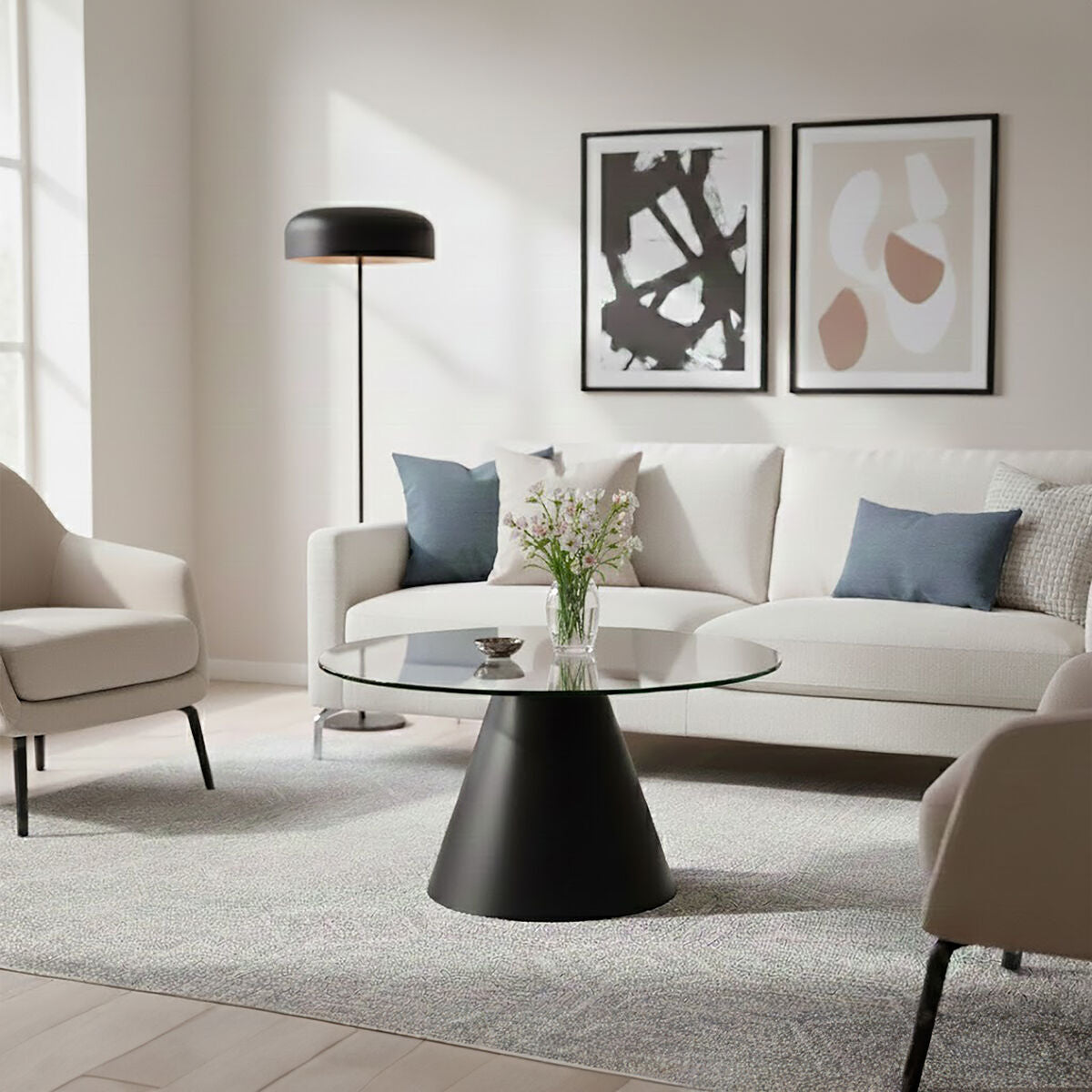 Azalea Round Clear Glass Top Coffee Table