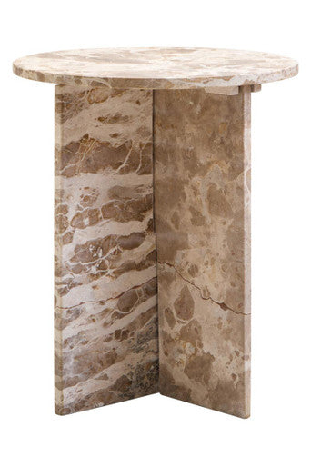 Santino Round Chocolate Marble Side Table