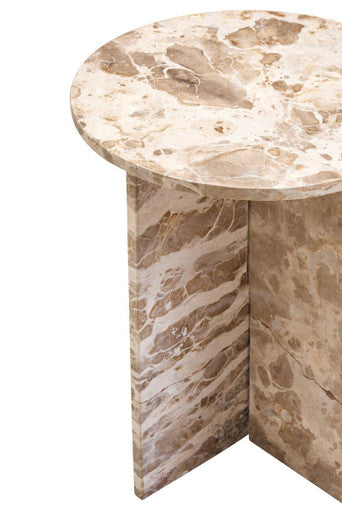 Santino Round Chocolate Marble Side Table