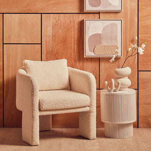 Walsa Whitewash Mango Wood Ridge Detail Side Table