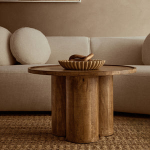 Walsa Natural Mango Wood Column Detail Coffee Table