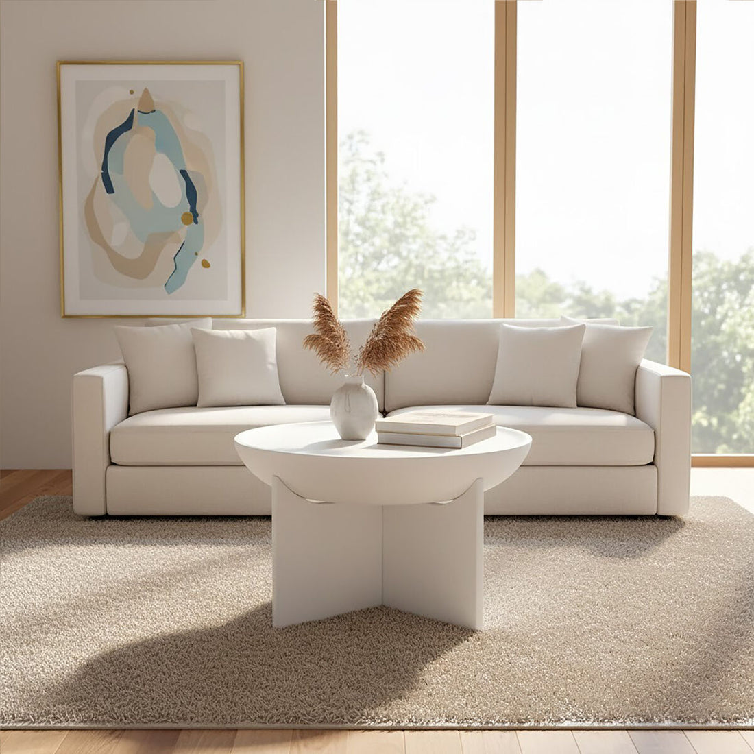 Walsa Whitewash Mango Wood Round Coffee Table