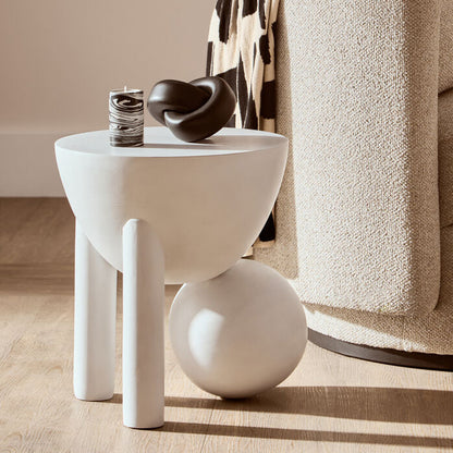 Walsa Whitewash Mango Wood Ball Detail Side Table - Image 1